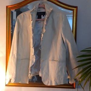 TERRY LEWIS PEARL IVORY LEATHER JACKET SZ LARGE